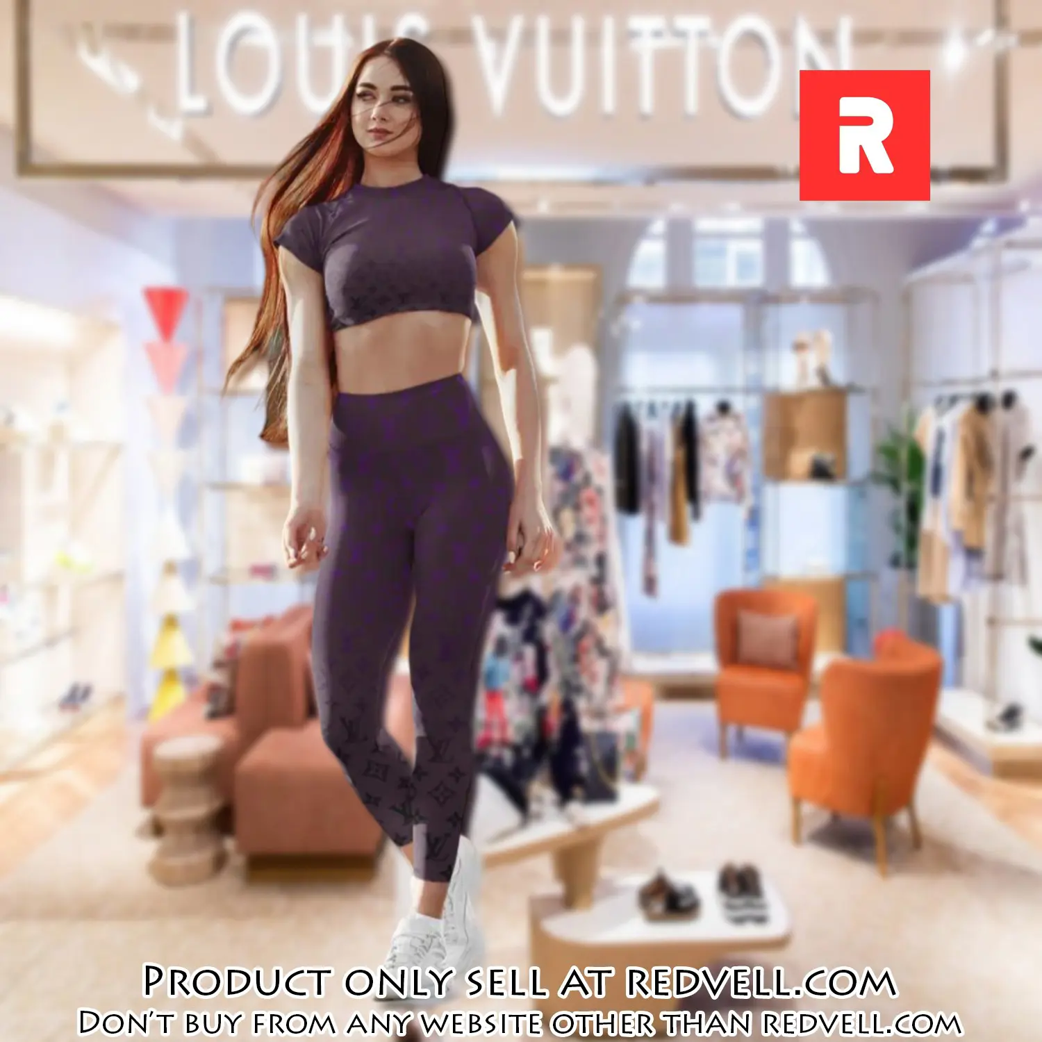 Purple brown louis vuitton luxury sportwear combo luxury brand crop top tshirt and legging for women ctl1035 rv5148295